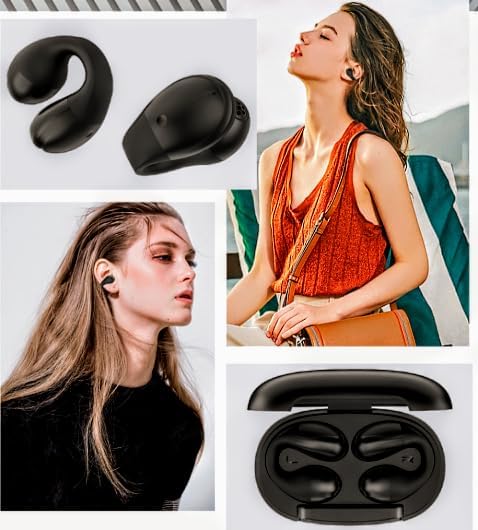 Revolutionize Your Listening with Waterproof Open Ear Clip Bluetooth Earbuds – 36-Hour Extended Playtime, Enhanced Noise-Cancelling Microphone for Clear Calls, Ideal for Music and Podcasts – Ergonomically Designed for Ultimate Comfort and Universal Device Compatibility