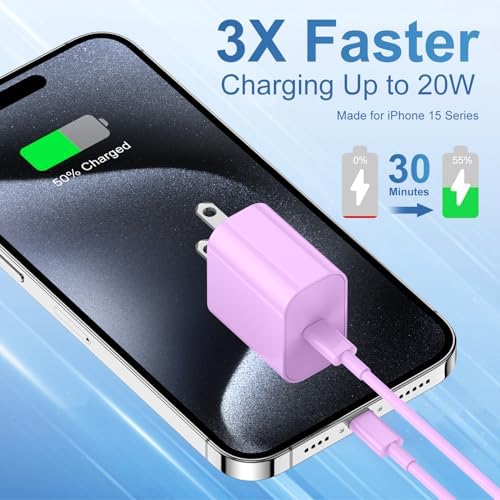 Maximize Your Charging Efficiency with the 20 W USB-C Power Adapter and 10 ft Type C Cable – The Ultimate Fast Charging Solution for i Phone 16, 15 Pro Max, and i Pad Featuring Advanced Safety Mechanisms for Secure On-the-Go Power Management and Unrivaled Compatibility