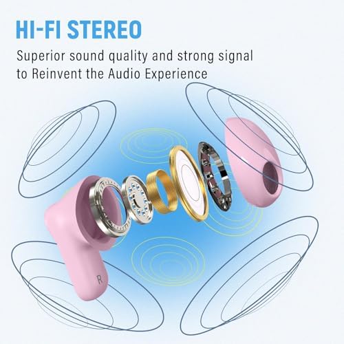 Elevate Your Audio Experience with ANCwear Bluetooth 5.3 True Wireless Earbuds – High-Fidelity 13 mm Drivers for Audiophiles, Chic Mini Handbag Charging Case, 22-Hour Playtime in Elegant Classic Pink – Ideal for Professionals and Music Enthusiasts On the Move