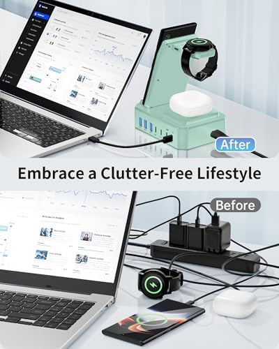 Ultimate 10-in-1 Wireless Charging Station for Samsung Devices – 300 W Power Hub with 65 W USB C Fast Charging for S25 Ultra/S24/S23/S22/Note 20, Galaxy Watch Ultra 7/6/5 & Galaxy Buds – Multi-Device Convenience and Rapid Power Delivery, Ideal for Home & Office Use