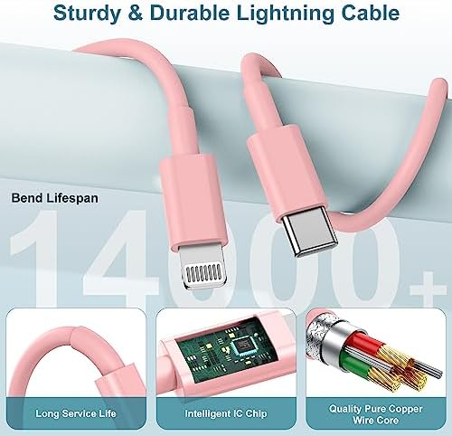 MFi Certified 20 W USB-C to Lightning Fast Charger for i Phone 14/13/12 – 6 FT Durable Cable & Power Delivery Block in Stylish Blue – Ultimate Solution for Rapid Charging of All Apple Devices Including i Pad Pro, XS, XR, 8 Plus – Optimized for Reliability and Speed