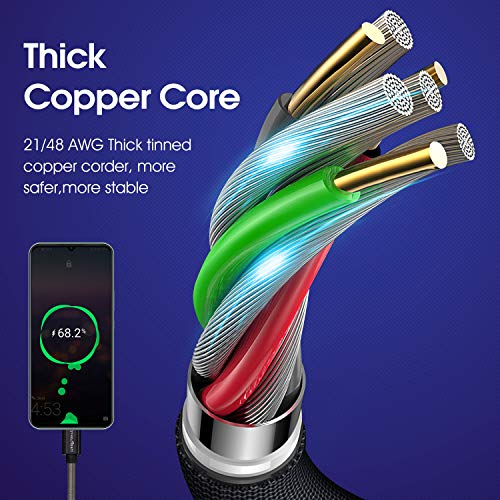 Cyven Premium 10 ft USB C Fast Charging Cable – 3-Pack High-Speed Type C Charger for Android Devices, Compatible with Samsung Galaxy S10, S9, S8 Plus – Enhanced Durability and Flexibility for Everyday Use