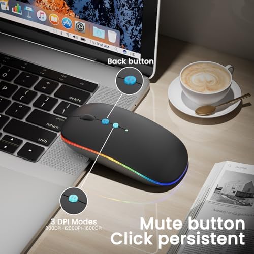 Elevate Your Computing Experience with the Q23 S Black Wireless Mouse – Rechargeable, Dual Mode USB-A & Type-C, Silent Operation, and 3 Adjustable DPI for Ultimate Precision and Versatility Across Laptops, Macs, PCs, and Android Devices