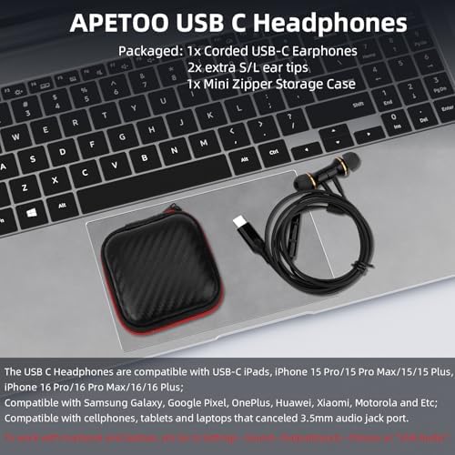Transform Your Listening Experience with USB C Wired Earbuds – Premium Noise-Canceling In-Ear Headphones for i Phone 16, Galaxy S24 & Pixel 9 – High-Fidelity Sound with Deep Bass and Integrated Microphone – Perfect for Music Lovers and Daily Use