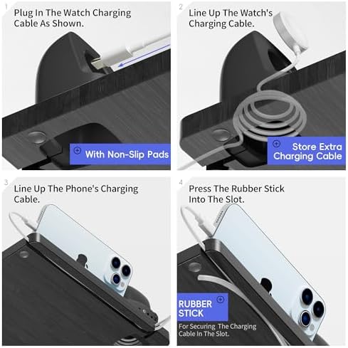 Wooden Watch Band Organizer – Charger Stand Compatible with All Apple Watch Series and Watch Bands Display Watch Storage Case Tray with Acrylic Top Lid(Bamboo) – Enhanced Compatibility and Speed