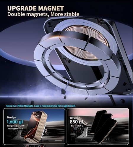 Mag Safe Car Mount Charger for i Phone – 360° Rotating Magnetic Wireless Vehicle Charger with Fast Charging Capability, Perfectly Compatible with i Phone 16/15/14/13/12 Series, Effortless Air Vent Installation for Ultimate Convenience
