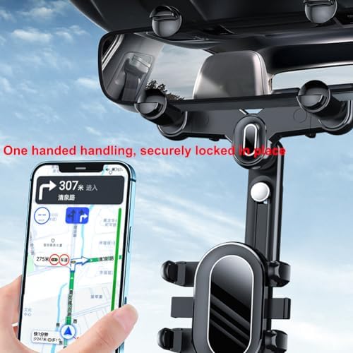 Ultimate 360° Rotating Rearview Mirror Phone Holder for Cars – Superior Anti-Shake Technology with Adjustable Arms for All Smartphone Models – Effortless Hands-Free Navigation & Communication – Must-Have Car Accessory Enhancing Driver Safety and Convenience