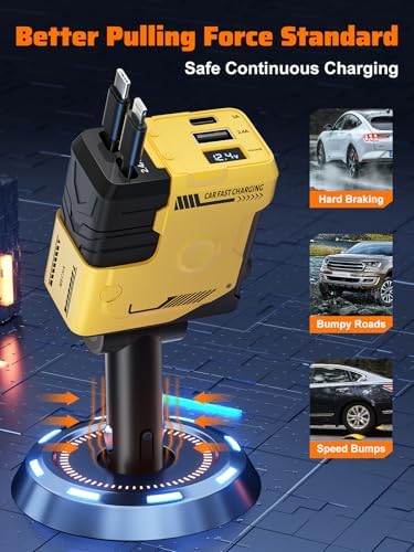 Celestial Power: 4-in-1 Starlight Retractable Car Charger with Fast Dual USB Ports – Compatible with i Phone 15/14/13 – Innovative Tangle-Free Charging Solution for Enhanced Portability and Style