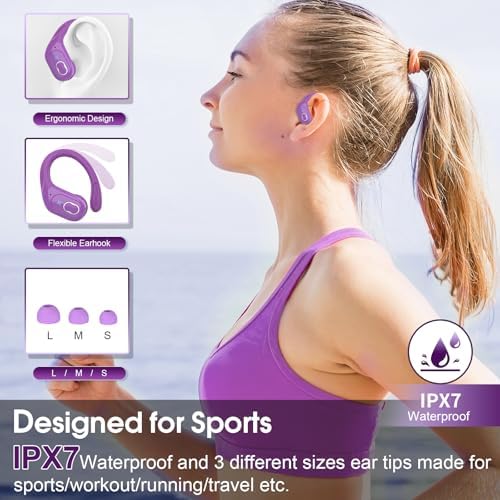 Ultimate Bluetooth 5.4 Wireless Earbuds with 75-Hour Playtime – Ergonomic Deep Bass Sport Headphones with IPX7 Waterproof Rating for Active Lifestyles, Advanced ENC Noise Cancelling Mic for Superior Call Clarity – Ideal for Fitness and Outdoor Activities