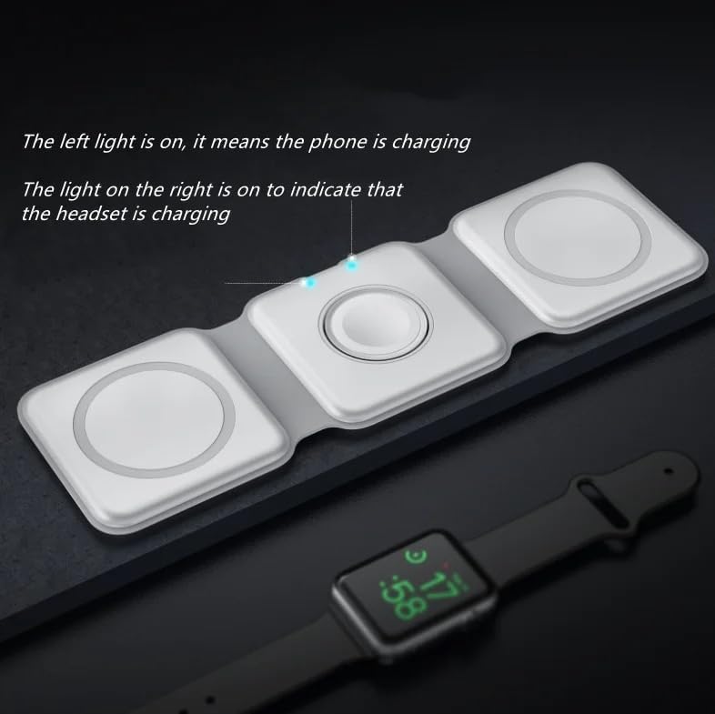 Revolutionize Your Charging Experience with the Advanced 3-in-1 Wireless Charger for i Phone, Apple Watch, and Air Pods – Portable Magnetic Mag-Safe Station for i Phone 12-16 – Fast, Efficient Charging in Sleek Black Design for On-the-Go Lifestyle