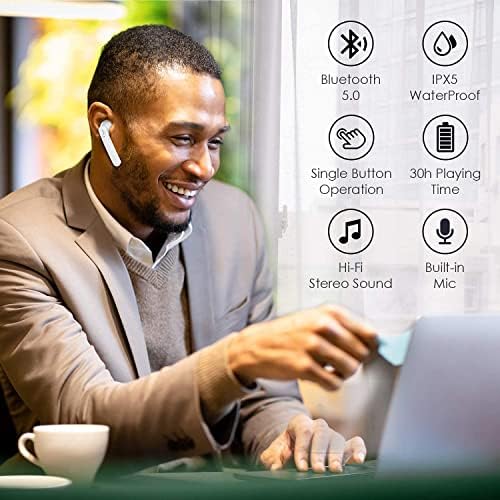 Wix Gear Bluetooth 5.0 Wireless Earbuds – Premium HD Stereo Sound with 30 Hours Playtime, IPX5 Waterproof Design, Built-in Microphone for Seamless Connectivity – Ideal for Work, Travel, and Gym Enthusiasts