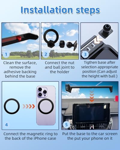 Upgrade Your Toyota Tundra or Sequoia Driving Experience with the 360° Rotating Mag Safe Phone Holder – Premium Dashboard Mount Designed for 2020-2025 Models, Ensures Safety, Accessibility, and Sleek Aesthetics Without Air Vent Obstruction