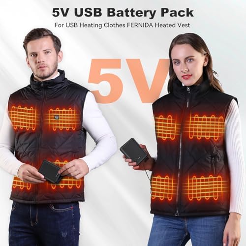 Maximize Your Power with FERNIDA 10000 m Ah Portable Charger – High-Speed USB 5 V 3 A Battery Pack for Heated Vests, Pants, Smartphones, and Heating Pads – Ultimate Compatibility for Adventurers and Daily Users