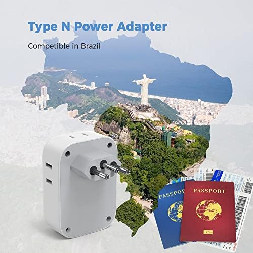 Ultimate European Travel Power Adapter: 4 AC Outlets & 3 Fast Charge USB Ports (1 USB-C PD 20 W) – Compact, Foldable Design for Effortless Connectivity in Spain, France, Germany, Italy, Portugal & Iceland – Versatile Compatibility for All Your Devices