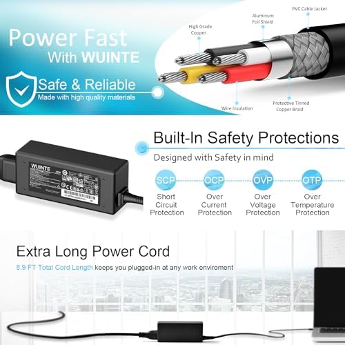Efficient 45 W USB-C Laptop Charger: Universal Fast Charging Adapter for HP, Dell, Lenovo, Asus & Acer with Enhanced Safety Features, 24/7 Customer Support & 1-Year Warranty – Ideal for Chromebooks and All USB-C Devices