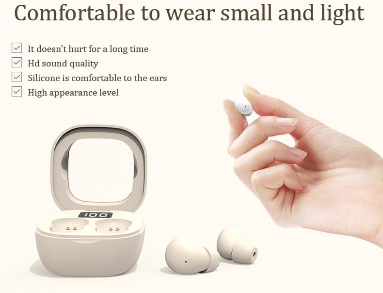Invisible Mini Bluetooth 5.3 Earbuds for Small Ears – 24-Hour Battery Life, Advanced Noise Cancellation, and Perfectly Crafted for Comfort During Work and Sleep – Seamless Connectivity for an Uninterrupted Listening Experience