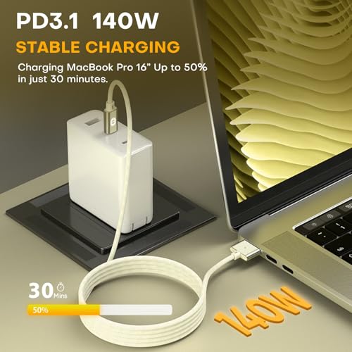 Experience Unmatched Charging Efficiency with the 6 FT USB-C to Magnetic 3 Cable – 140 W Fast Charging for Mac Book Air & Pro Models (2021-2024) – Durable, Tangle-Free, and Sleek White Design for Ultimate Compatibility and Convenience