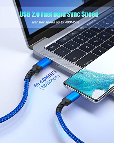 10 ft USB C to USB C Charging Cable – Fast 60 W Power Delivery Braided Cord for Galaxy S23 Ultra, i Phone 15/16, i Pad Pro, Mac Book – Durable, Tangle-Free Design in Purple, Green, Blue, Pink for Maximum Flexibility and Style