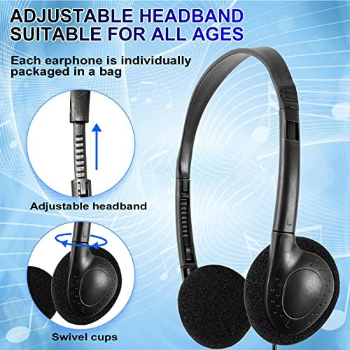 Bulk Kids Headphones – 25-Piece Classroom Audio Package for Enhanced Learning – Lightweight Adjustable On-Ear Design with Universal Device Compatibility in Sleek Black – Perfect for Engaging Group Activities and Extended Listening Comfort – Durable and Affordable Solution for Students and Adults