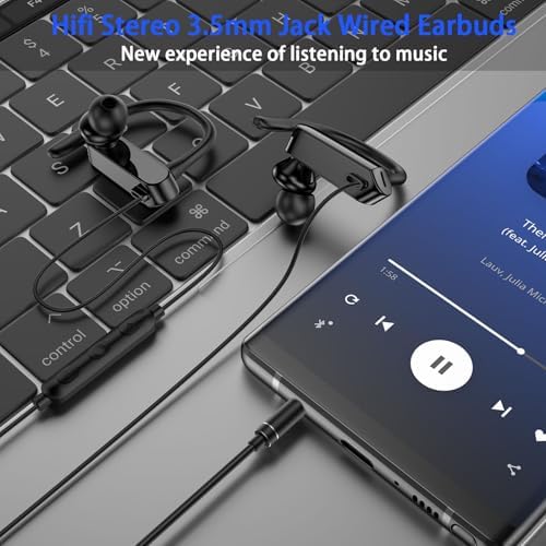 Active Lifestyle Wired Over-Ear Earbuds with 3.5 mm Jack – Premium Noise Cancelling Headphones for Supreme Audio Clarity and Comfort During Workouts, Running, and Daily Activities