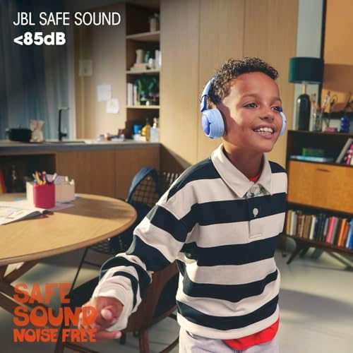 JBL Junior 320 BT Wireless On-Ear Headphones for Kids – Safe Sound Under 85 d B with Custom Parental Control, 50-Hour Battery Life, Lightweight Comfort and Stylish Blue Design – Ideal for Music, Audiobooks & Educational Content