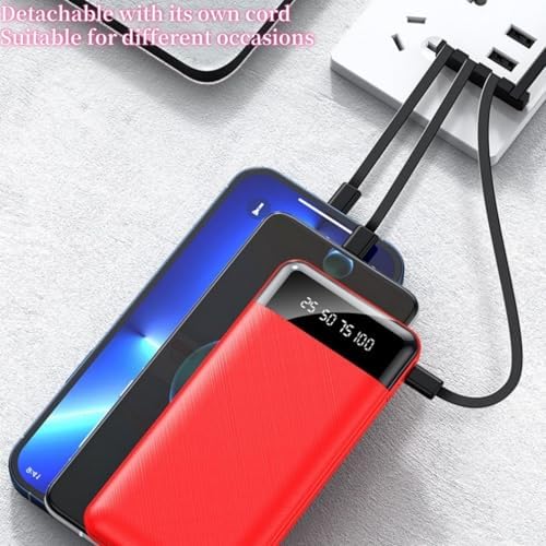LUITON Ultra-Slim 10000 m Ah Portable Charger with Built-In USB-C Cable – Fast Charging Power Bank for Seamless Device Connectivity (White) – Perfect for Travel and Daily Use