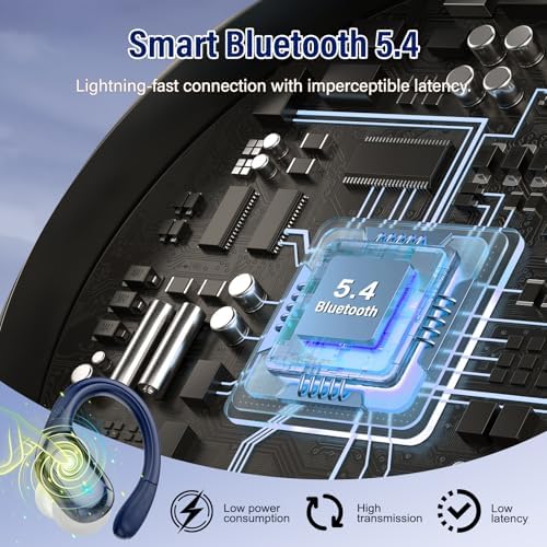 Advanced Bluetooth 5.4 Wireless Earbuds with Deep Bass – 75 Hours Playtime, IP7 Waterproof Sports Earphones Featuring Ergonomic Earhooks, LED Battery Display, and 4 ENC Microphones for Enhanced Sound Quality and Clear Calls – Perfect for Fitness Enthusiasts and Music Lovers in Sleek Black