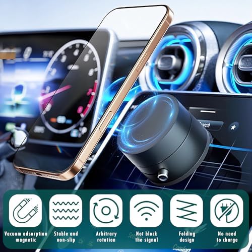 Innovative Magnetic Suction Cup Holder for Smartphones – Adjustable 360° Rotatable Phone Mount with Dual Vacuum & Magnetic Adsorption for Ultimate Stability – Secure & Convenient Driving Accessory for All Devices – Foldable Design for Easy Storage & Hands-Free Navigation