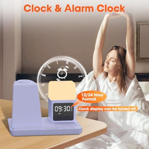 Ultimate 6-in-1 Wireless Charging Station for Samsung & Android: Fast Charger with Alarm Clock & Night Light for Galaxy S25 Ultra, S24, S23, and Samsung Watch7 – Space-Saving Design, Enhanced Compatibility, and Sleek Black Finish for Modern Living