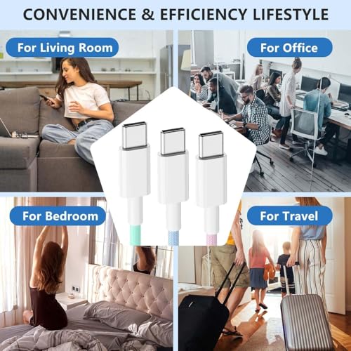 Power Up Your Devices: 20 W Fast Charging Duo Kit for i Phone 16 & 15 – Includes Two 6 FT Woven Type-C Cables for Enhanced Durability and Versatility – Perfect for i Pad Pro & Air Pods – Experience Rapid Charging with Unmatched Portability and Reliability