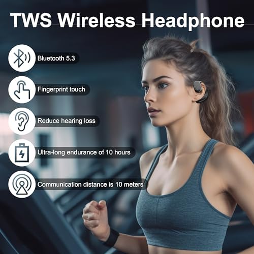 Revolutionary Open Ear Bone Conduction Headphones – Bluetooth V5.3 Wireless Waterproof Fitness Earphones with Fingerprint Touch Control for Active Lifestyle and Enhanced Surrounding Awareness (White) – Unmatched Comfort & Durability for Running, Cycling, and Workouts