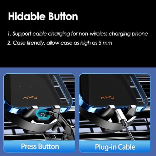Smart Auto-Clamping Car Charger Mount for i Phone & Samsung – Fast Wireless/Wired Charging Holder for Enhanced Road Safety & Convenience – Versatile Compatibility with i Phone 15/14/13/12/11 & Galaxy S23/S22/S21/S20/S10+/S9+/Note 9 – Effortless Installation & Adjustable Viewing Angles