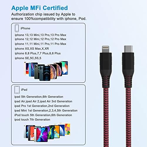 Extra Long 20 Ft USB C to Lightning Charger Cable – MFi Certified Fast Charging Cord for i Phone 13/12/11/XS/X/8 – High-Speed Power Delivery Up to 3 A for Ultimate Convenience and Performance