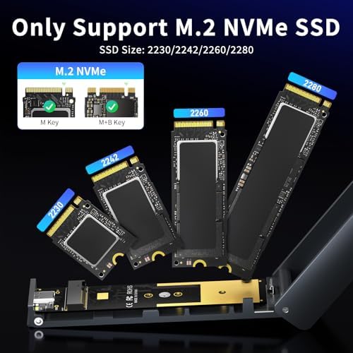 FIDECO High-Speed M.2 NVMe Enclosure – USB 3.2 Gen 2 Adapter for M & M+B Key SSDs, 10 Gbps Data Transfer, Tool-Free Setup, Durable Aluminum Alloy Design, Compact Sandwich Style, Enhanced UASP & Trim Support for Optimal Performance and Reliability