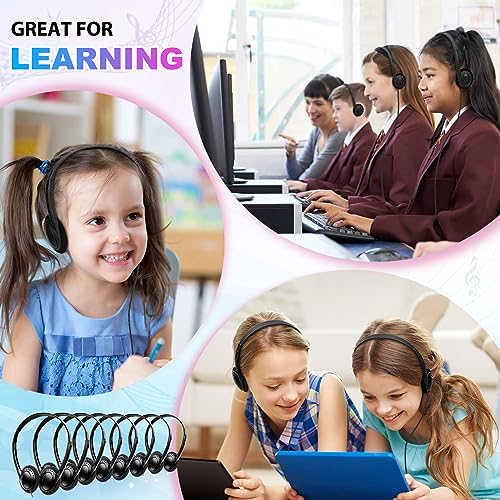 Bulk Classroom Headphones 25 Pack – Premium Durable Wired Earphones for Enhanced Student Learning, Comfortable Fit for Kids and Adults – Superior Sound Quality for Educational Use (HY103, 25 Black)