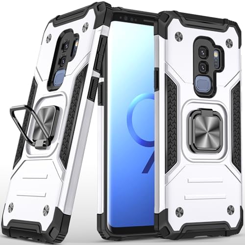 Rugged Military-Grade Shockproof Case for Samsung Galaxy S9 Plus – Red Armor with Built-in Kickstand and Magnetic Car Mount for Ultimate Protection and Style – Perfect for Active Lifestyles
