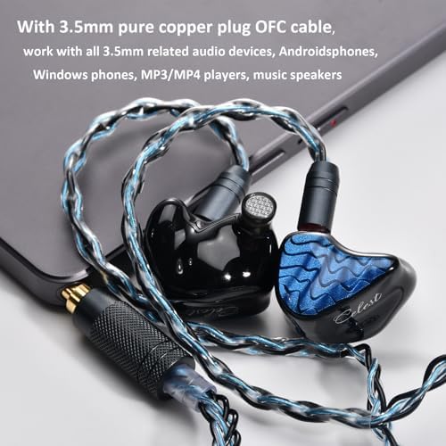 QOA Celest Blue Wyvern Hi-Fi In-Ear Monitors: Premium 10 mm Dynamic Driver Earbuds with Detachable 2-Pin Cable for Ultimate Sound Quality, Ergonomic Comfort, and Effective Noise Cancellation – Perfect for Musicians, Gamers, and Audiophiles Demanding Superior Audio Experience