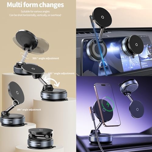 Revolutionary 360° Adjustable Wireless Charger Car Phone Holder with High-Strength Nano Gel Suction – Effortless Magnetic Charging for i Phone 16/15/14/13/12 & More – Universal Compatibility for Smooth & Textured Surfaces – Compact, Foldable Design for On-the-Go Convenience – Charge Seamlessly with No Cables or Port Wear – Perfect for Multi-Vehicle Use and Dynamic Environments