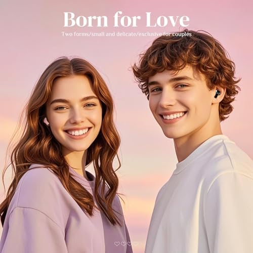 Stylish Rose Gold Heart Wireless Earbuds for Girls – Mini Bluetooth Earbuds Designed for Small Ears, Perfect for Kids & Women – Lightweight, Comfortable Fit with Superior Sound Quality for i Phone & Android, Ideal for Travel & Everyday Use