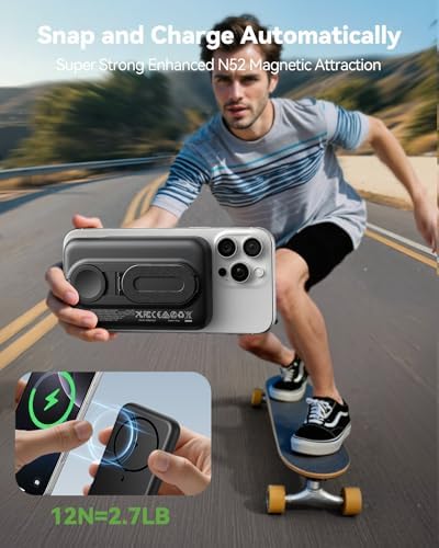Magnetic Wireless Power Bank for i Phone & Apple Watch – 10,000 m Ah Fast Charging Portable Charger with Integrated Stand and LED Display – Ultimate Travel-Friendly Solution for i Phone 16/15/14/13/12 Pro Max & Apple Watch Series 10-1/SE/Ultra 2