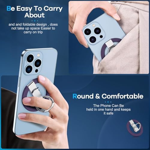 Innovative Purple Foldable Magnetic Finger Loop Kickstand – Ultra-Durable Non-Slip Ring Holder for Smartphones with 360-Degree Rotation, Ergonomic Comfort, and Universal Compatibility for i Phones and More