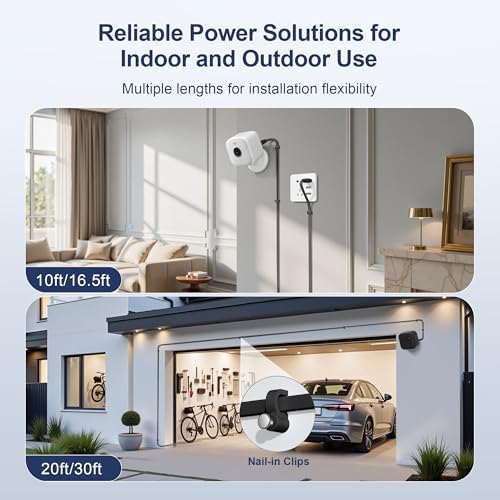 Itramax USB A to USB C Cable Flat White 16.5FT/2Pack,Long USBC Charging Power Cord Type C Security Camera Extension Cable for Blink Mini 2,Petcube Cam 360,TP-Link Tapo 2k C120,Eufy SoloCam C210/S340 – Enhanced Compatibility and Speed