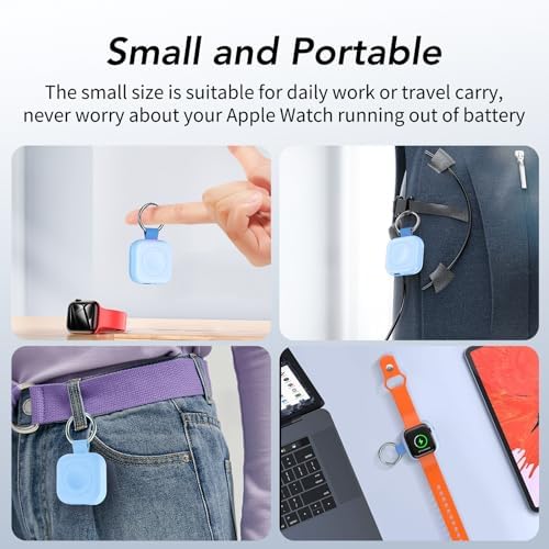 HUOTO Compact Magnetic Wireless Charger for Apple Watch – 1200 m Ah Portable Power Bank Keychain, Compatible with Series 10/9/8/Ultra 2/Ultra/7/6/5/4/3/2/SE, Ideal Travel Accessory for Effortless Charging On-the-Go
