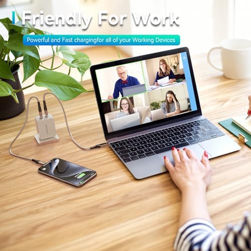 Ultra-Fast 65 W USB C Power Adapter – Dual-Port Travel Charger with PD3.0 Ga N III Technology for Rapid Device Charging – Perfect for Galaxy S23, i Phone 15 Pro, i Pad Pro, Mac Book Air & More – Compact, Foldable Design for On-the-Go Convenience and Maximum Compatibility