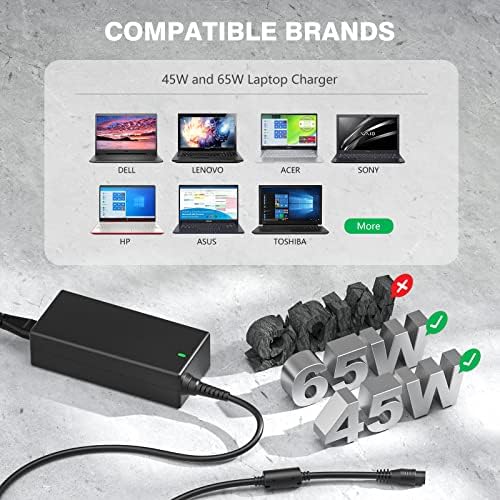 Universal 65 W Laptop Charger by Powseed – Versatile Power Supply for HP, Dell, Acer, Asus & More – 15 Interchangeable Tips for Maximum Compatibility – Safe, Fast Charging with Built-In Protection Against Overheating & Short-Circuit – Perfect Replacement for 45 W Chromebook & 65 W Laptop Adapters – Level VI Energy Efficiency – Ideal for HP Envy, Dell Inspiron, Samsung, Toshiba, and More – Sleek & Compact Design for On-the-Go Professionals – Reliable AC Adapter for Notebook & Ultrabook Users – Get the Power You Need for All Your Devices in One Convenient Solution!