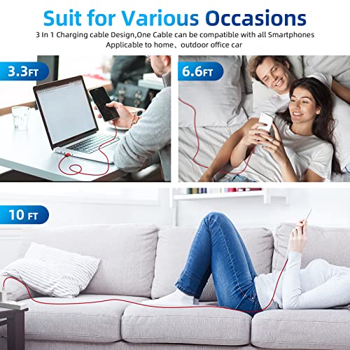 Revolutionize Your Charging with the 540° Magnetic Rotation Cable – 3 in 1 Fast Charger for i Phone, Micro USB & Type C – 4-Pack (3 ft, 3 ft, 6 ft, 10 ft) – Superior Data Transfer & Ultimate Compatibility for Effortless Power Anywhere
