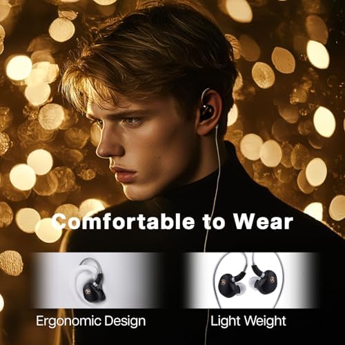 Linsoul 7 HZ G1 Premium Wired In-Ear Monitors – Cutting-Edge 10 mm DLC Dynamic Drivers for Unmatched Sound Precision, Removable OFC Silver-Plated Cable for Longevity, Comfortable Ergonomic Design for Extended Use, Versatile 3.5 mm Jack Compatibility, Elegant Black Finish Perfect for Audiophiles and Gamers Seeking Exceptional Audio Performance