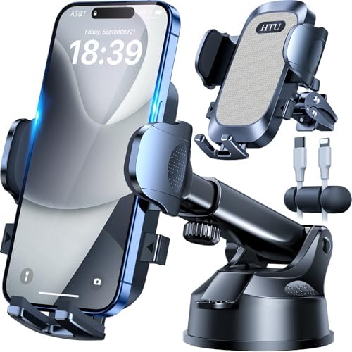 Military-Grade Universal Car Phone Holder – Enhanced 2025 Suction & Clip Technology for i Phone 16 Pro Max, 15 & Samsung – Adjustable Dashboard, Windshield, Air Vent Mount for Optimal Viewing & Safety – Durable Black Design for Secure Smartphone Access