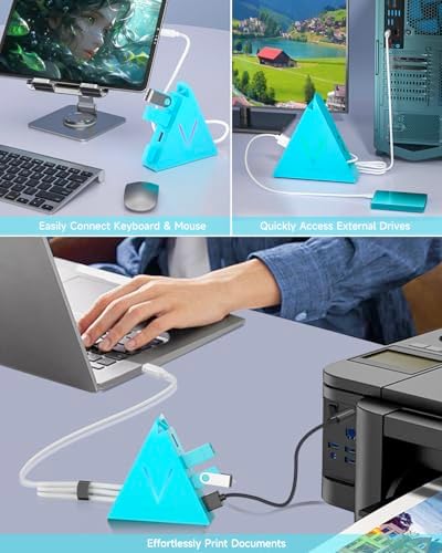 Maximize Your Device Connectivity with the Stylish Dark Purple USB C Hub Tower – 4-Port Splitter Adapter Featuring 2 FT Cable for Mac Book, i Mac, and Surface – High-Speed USB 3.0 Hub for Effortless Multi-Device Management and Enhanced Productivity