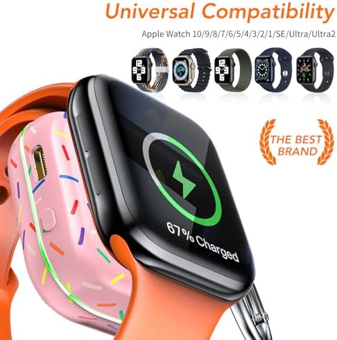 HUOTO Compact Magnetic Wireless Charger for Apple Watch – 1200 m Ah Portable Power Bank Keychain, Compatible with Series 10/9/8/Ultra 2/Ultra/7/6/5/4/3/2/SE, Ideal Travel Accessory for Effortless Charging On-the-Go